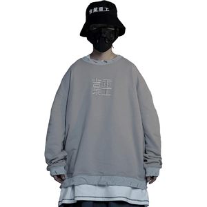 FOXA Japanese Streetwear Sweatshirt <b>Men</b> Oversized Embroidered Knitted <b>Pullover</b> - Product Image 1