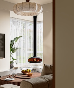 Cheminée suspendue rotative en <span class=keywords><strong>bois</strong></span>, décoration intérieure, cheminée noire suspendue, chauffage pour salon, vente chaude - Product Image 4