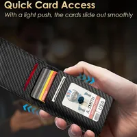 Dompet Pria Mewah, Kantong Uang, Penahan Kartu Kredit RFID, Penjepit Uang, Warna Hitam Karbon, Dompet Tipis Fashion Pria, Dompet Pop Up untuk Pria