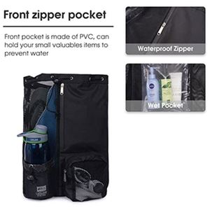 Nylon Swimming <b>Backpack</b> with Wet Pocket Waterproof Mesh <b>Drawstring</b> Beach Gym Exercise Bag for Swimming and Fitness - Product Image 4