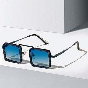 Gafas de Sol de Metal Huecas Estilo Punk Retro de Moda 2022 para Hombre y Mujer, Gafas de Sol Steampunk Cuadradas Pequeñas - Product Image 2