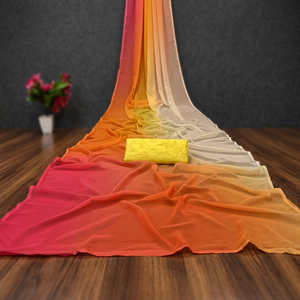 El último diseñador tradicional de Bollywood étnico Georgette Saree moda india Impresión digital Exclusivo desgaste de fiesta de lujo para adultos - Product Image 3