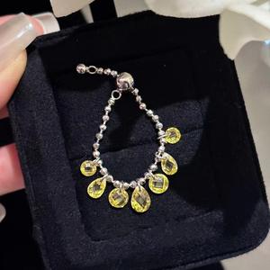 Bague en argent pur S925 avec perle de richesse, diamant jaune, design inspiré du ciel étoilé de la galaxie, super féerique, scintillante, réglable, à tirer - Product Image 1