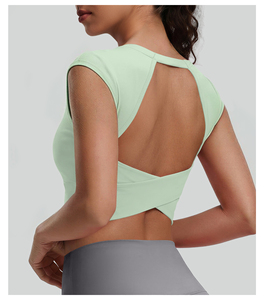 Nouveau soutien-gorge de sport respirant ajouré noué à fort maintien et décolleté en V profond 2026, <span class=keywords><strong>sous</strong></span>-vêtement de yoga détachable pour <span class=keywords><strong>femme</strong></span> - Product Image 4