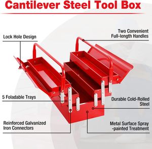 Professional Multi-Purpose 18-inch Cantilever Folding Red Storage Waterproof Design Portable Carrying Handles - Product Image 6