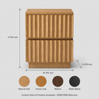Table d'appoint cannelée en chêne français à 2 tiroirs pour salon, table d'appoint de canapé en bois, personnalisable OEM ODM faible MOQ.