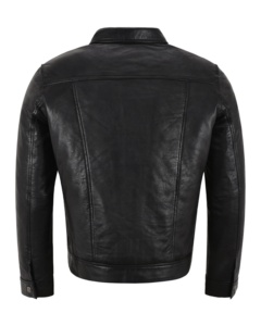 Custom 100% Genuine Black Nappa Leather Men’s <b>Jacket</b> Tailored Fit Custom Logo Private Label OEM Wholesale <b>Smart</b> Casual Style - Product Image 4