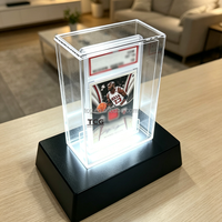 Support d'affichage pour cartes gradées en acrylique avec base lumineuse LED pour cartes de sport, baseball, Pokémon, TCG, cartes à collectionner