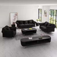 Ensemble de canapés modernes en velours avec pieds argentés, confortables, à boucles intégrales, pour l'intérieur, configuration 3+1+2