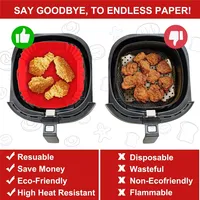 Plateau de cuisson en silicone de 22 cm pour friteuse à air, panier en silicone réutilisable pour pizza et poulet frit, accessoires pour friteuse à air
