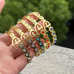 YBcustom Pulsera de piedra natal personalizada para niños Brazaletes de nombre de flor personalizados - Product Image 4