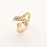 Modevisstaart ring 18 karaats verguld walvis dolfijn zeemeerminstaart verstelbare open ring voor Valentijnsdag Moederdag cadeau