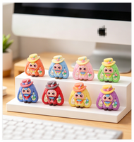 Mini-Charms Kawaii Häschen Neue Flockierte Dreiköpfige Kaninchen-Puppe mit Hut für Schlüsselanhänger Überraschungs-Blindbag Mystery Box Kinderspielzeug