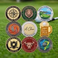 Marqueurs de balle de golf en gros personnalisés avec logo 2D, insigne magnétique en émail plaqué or en alliage de zinc, marqueur de balle de golf en métal