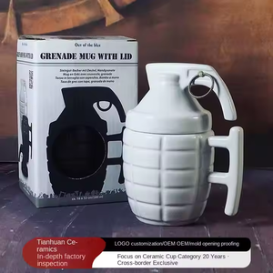 Wholesale Novelty 3D Porcelain <b>Ceramic</b> Cups Grenade Travel <b>Mug</b> Bomb Coffee <b>Mugs</b> <b>Ceramic</b> <b>Mug</b> for Tea Coffee With Lid - Product Image 3