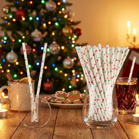 Pailles en papier compostables de qualité alimentaire à motif cœur rouge pour mariage, vente en gros, décoratives, pour boissons et cocktails