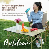 Table pliante rectangulaire portable en acier au carbone, style glamping, pour le camping, le pique-nique, la pêche, le barbecue, la randonnée