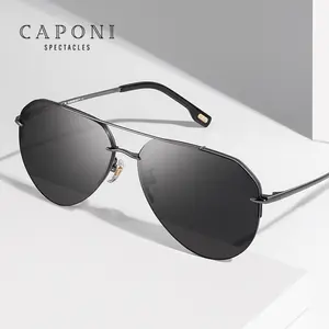 CAPONI Classical Designer Brand Halb rahmen Hand poliert mit Nylon linse Pilot Sonnenbrille Herren polarisiert UV400