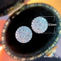 Kadınlar için Kübik Zirkonya Yuvarlak Küme Saplama Küpeler, 5mm, Beyaz Altın Kaplama Pirinç Pave Halo Kulak Çivileri, Kore Tarzı