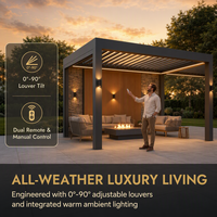 Pergola motorisée à toit à lames orientables en aluminium pour jardin, patio, villa, extérieur, vente en gros, certifiée CE