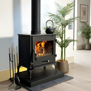 Estufa de Hierro Fundido Independiente con Puerta de Vidrio de Gran Tamaño para Calefacción Interior de Amplio Alcance - Product Image 1
