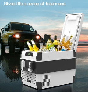 Réfrigérateur-congélateur portable 12V 35L pour le <span class=keywords><strong>camping</strong></span> avec support solaire, deux modes de refroidissement, poignée rétractable pour voiture, maison et extérieur - Product Image 4