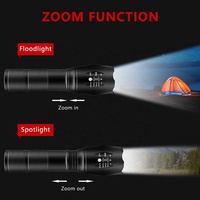 Linterna Táctica Portátil de Aluminio con Zoom LED T6 XML de 3W, 100000 Lúmenes, Impermeable, para Camping, Alcance de Haz de 100 Metros, 18 Horas de Duración