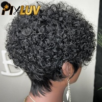 Perruque Courte en Cheveux Humains Vierges Vietnamiens Bruts, Bouclés Crépus, avec Dentelle Transparente Pré-Pluckée, Sans Colle, Faite à la Machine, Fournisseur en Gros