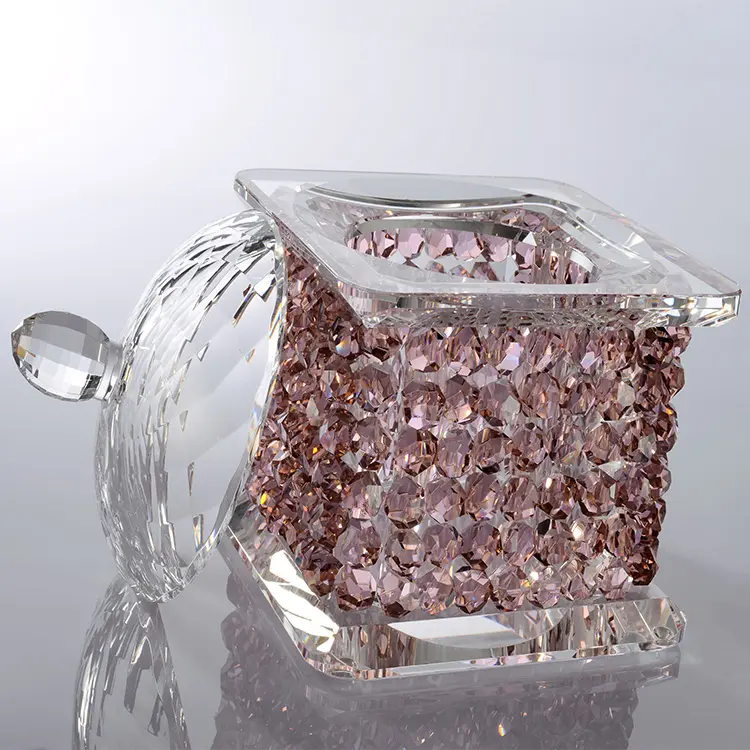 Tarro de azúcar de cristal colorido con tapa de exhibición de boda moderna de lujo