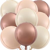 Ballon sphérique 4D en aluminium couleur crème caramel pour décoration de fête, Saint-Valentin, anniversaire, mariage, bleu marine, rouge à carreaux, disco argenté