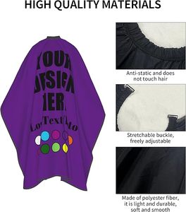 ผ้าคลุมตัดผมแบบกันน้ำ 100% โพลีเอสเตอร์ สำหรับร้านทำผม  พร้อมปักโลโก้ตามสั่ง - Product Image 4