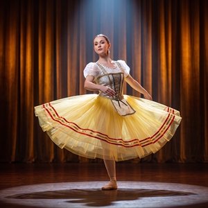 Traje de Ballet Romántico Campestre con Tutú, Mangas Cortas Abullonadas, Estilo Coppelia, para Representaciones Escénicas, con Corsé - Product Image 3