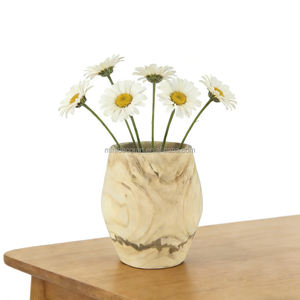 مزهرية خشبية ريفية عتيقة بطول 10.83 بوصة، مصنوعة يدويًا وصديقة للبيئة، مناسبة للزهور المجففة وديكور النحت الخشبي - Product Image 5