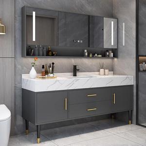 Modern Lacquer MDF Bathroom Vanity Unit with Smart <b>Mirror</b> Cabinet <b>Wall</b>-Mounted Ceramic Basin Water Resistant Hospital Use - Product Image 1