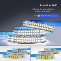 Bande LED auto-adhésive double rangée SMD 2835 12V 24V IP20 480 LED haute densité pour boîte lumineuse publicitaire et décoration de plafond
