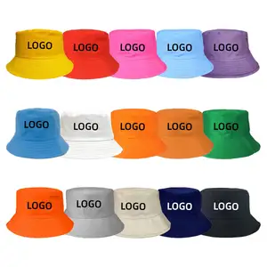 Venta al por mayor de sombreros de pesca de verano con logotipo personalizado, sombreros de cubo Unisex al aire libre de algodón y poliéster sombrero de cubo