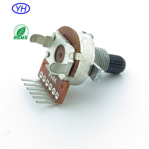Potenciómetro rotatorio estéreo de alta calidad para guitarra, tipo vertical de 16 mm, con eje aislado de 10k 50k y 6 pines para control de volumen de radio. - Product Image 3