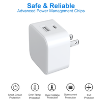 Cargador de Pared Universal Blanco de 15W 5V2.4A/3A con Enchufe Estadounidense USB-A y Tipo-C CP0154, Adaptador de Corriente para Teléfonos Inteligentes, iPad y Dispositivos Android
