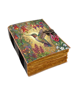 Carnet de notes en cuir fait main motif colibri, journal de la nature, carnet de notes floral vintage, cadeau pour les amoureux des oiseaux, pour femmes, artistes, écrivaines - Product Image 4