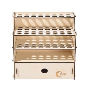 Soporte de madera para pinceles, 32 orificios, con cajón, estante de almacenamiento de escritorio para pinceles, marcadores y lápices - Product Image 4