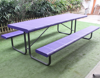 Tables de pique-nique extérieures enduites de poudre de 1800mm Ensemble de chaises de table en fer de jardin Tables de bar de restaurant carrées à l'extérieur