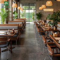 Ensembles de mobilier de restaurant commercial moderne et durable en gros : chaises métalliques, tables et banquettes en bois pour hôtels et cafés