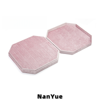 Nouveau plateau à bagues octogonal en velours, logo personnalisé, présentoir de bijouterie de luxe, plateau de présentation pour bagues et boucles d'oreilles, plateau à bijoux multi-usages
