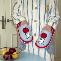 XIXITIAO – Chaussons d'intérieur douillets et chauds en coton et EVA, à rayures colorées, pour couples, hommes et femmes