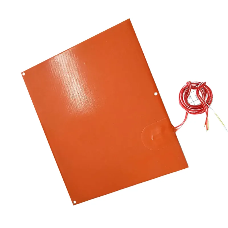 300*400 3D Printer Heated Bed Silicone Rubber Heater 220v 560w Adhesive One Side 4mm Hole In Center 1000mm Lead Wire