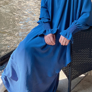 Robe de prière de l'aïd, couleur unie, Robe turque, poche <span class=keywords><strong>Simple</strong></span>, Abaya, vêtements islamiques de dubaï, <span class=keywords><strong>Caftan</strong></span> modeste pour femmes - Product Image 1