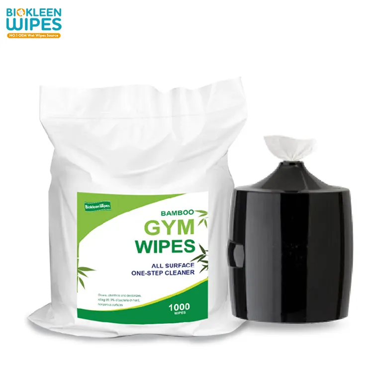 Biokleen professional formula gym wipes buckets dispensers and refills disposable gym wipes biodegradable