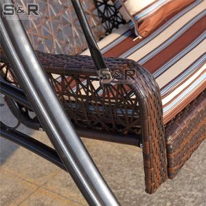 Chaise <span class=keywords><strong>double</strong></span> suspendue pour patio et jardin, cadre en aluminium, coussin imperméable pour 3 personnes, pour cour d'hôtel - Product Image 2