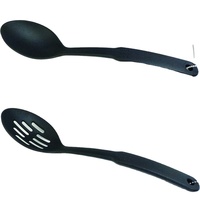 Spatule ajourée en nylon noir de qualité LFGB pour la cuisine