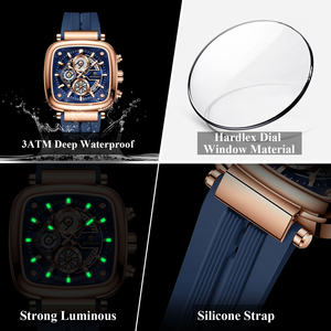 Reloj cronógrafo Poedagar 849 para hombre con correa de silicona multicolor, múltiples subesferas, deportivo, de cuarzo. - Product Image 3
